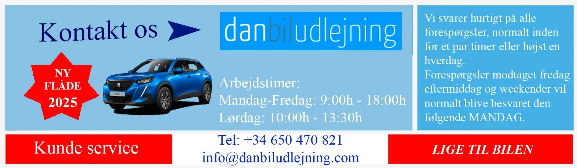 Kontakt Danbiludlejning - Biludlejning i Malaga Lufthavn